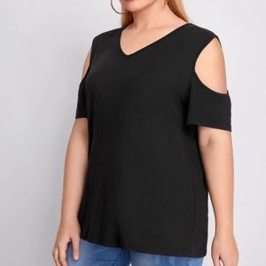 FASHION PLUS COLD SHOULDER SOLID TEE SIZE 2X